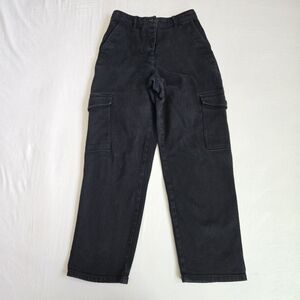Aritzia Wilfred Modern Cargo Pant garment dyed black pants high waist twill 2